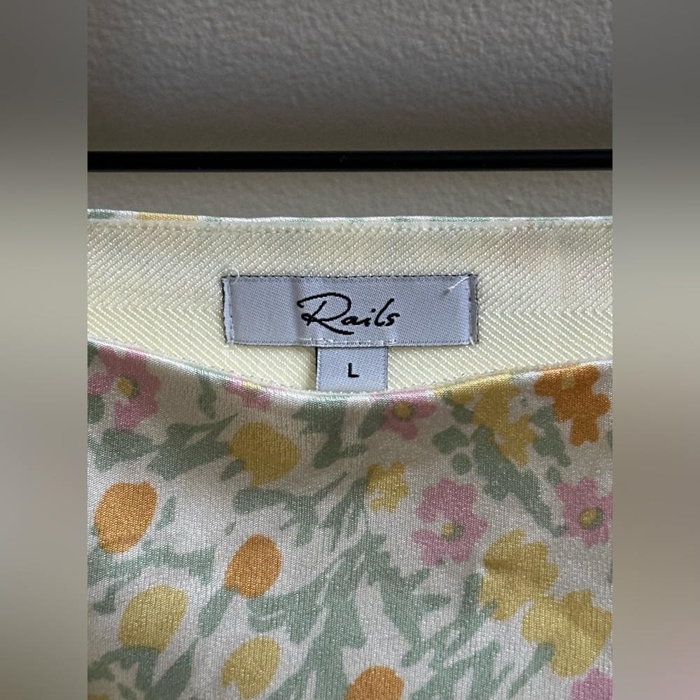 SOLD Rails Anya High Waisted Cream Floral Midi Skirt in Summer Meadow Women’s L - Picture 5 of 9